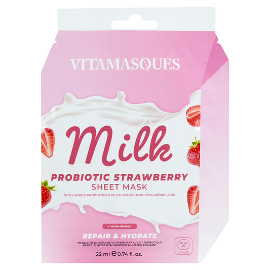 Vitamasques Vegan Probiotic Strawberry Milk Sheet Mask